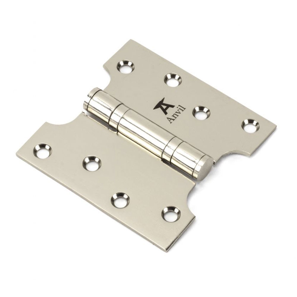 From the Anvil 4 Inch (102mm x 102mm) Parliament Hinge (Sold in Pairs) - Polished Nickel